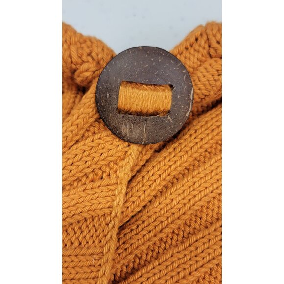 Pure Handknit Wrap Sweater Mustard Yellow Ribbed Cardigan Jacket Womens S/M - Picture 8 of 9